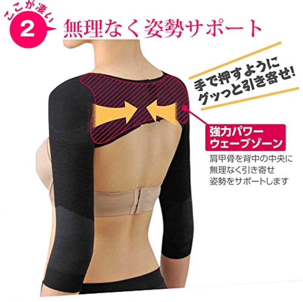 瞬間二の腕スリムパエンナキュット黒：フリーサイズ／姿勢サポート・着圧ケア Amazon.co.jp: [BeANCA] 【公式】パエンナキュット｜着用した